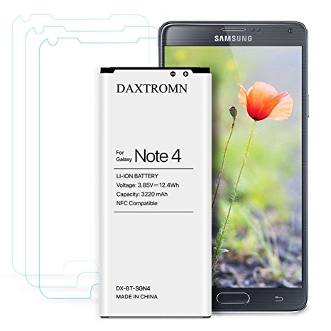Note 4 Battery, DAXTROMN 3220 mAh Replacement Battery for Samsung Galaxy Note 4 N910, N910U 4G LTE, N910V, N910T, N910A, N910P with Screen Protector [NFC/Google Wallet Capable]