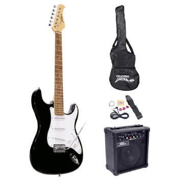 Pyle-Pro PEGKT15B Beginner Electric Guitar Package Black