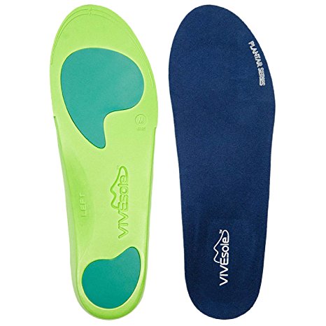 Orthotics by VIVEsole - Plantar Series - Insoles with Arch Support, Heel and Forefoot Cushions for Plantar Fasciitis - Full Length - 120 Day Guarantee (Small)