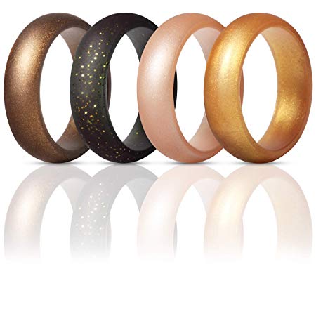 ThunderFit Silicone Rings Wedding Bands for Women 4 Pack