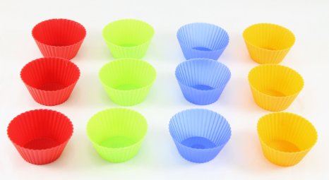Silicone Baking Cups, Cupcake Liners - Multi Pack- Nonstick Muffin Molds - Premium Quality Food Grade - Reusable Bake Wrappers - Replace Paper Baking Cups by Perfect Life Ideas