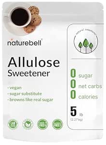 NatureBell Allulose Sweetener, 5 Lbs | Keto & Vegan-Friendly, White Sugar Substitute | 0 Calorie, 0 Sugar, 0 Net Carb, Non-Glycemic, Browns Like Table Sugar | Bulk Supply for Baking & Beverages