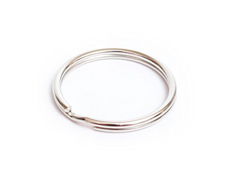 Prudance® 100pcs Lead Free Nickel Plated Steel Round Split Ring Key Rings - Heat Treated for Strength - Bulk Pack of 100 - 1" 25mm Diameter