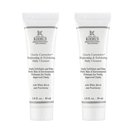Kiehls Clearly Corrective Brightening & Exfoliating Daily Cleanser ~ PACK OF 2 ~ Travel Size 1 fl oz / 30ml x2