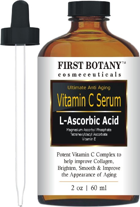 Vitamin C Serum 2 fl. oz with L'Ascorbic Acid - Facial Skin Care & Anti Aging Serum That Helps Skin Brightening, Repair Sun Damage, Fade Age Spots, Dark Circles, Wrinkles & Fine Lines