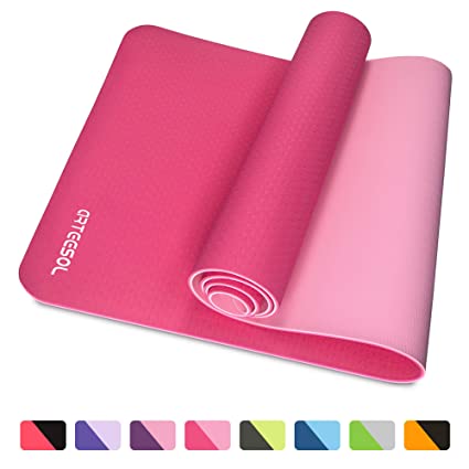 arteesol Exercise Mat, Yoga Mat Non-Slip Fitness Mat, Eco Friendly TPE Pilates Mat with Carrying Strap for Gymnastics Yoga Pilates Workout and Training, 183cm×61cm×6mm