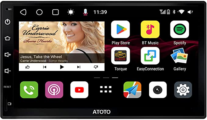 ATOTO S8 Premium Double-DIN Android Car Stereo Receiver, Wireless CarPlay & Android Auto, 7inch QLED Display, Split Screen, Dual Bluetooth with aptX HD, HD Rearview with LRV, SCVC and More, S8G2B74PM