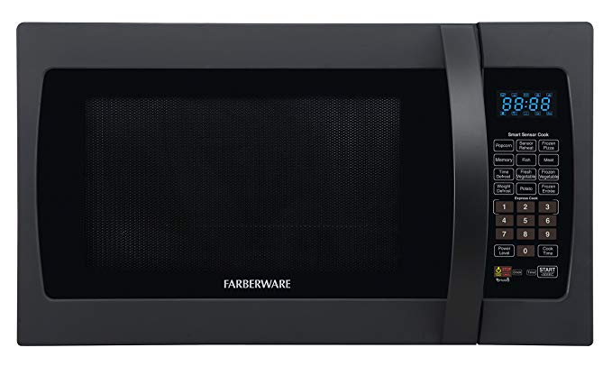 Farberware FMO13AHTBKF 1100-Watt Microwave Oven with Smart Sensor Cooking, ECO Mode and LED Lighting 1.3 cu. ft Matte Black