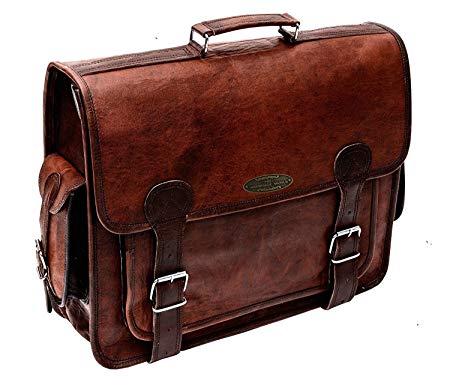 Handmade_World Brown Leather Messenger Bag for Men 18 inch Big Women Shoulder Cross Body Brown Laptop Computer Briefcase Bag - Best Vintage Look