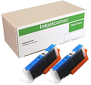 Inkjetcorner Compatible Ink Cartridge Replacement for CLI-281 CLI 281 XXL for use with TS9120 TR7520 TR8520 TS6120 TS6220 TS8120 TS8220 TS9520 TS9521C TS702 (Cyan, 2-Pack)