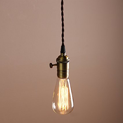 Permo Single Socket 1-light Mini Pendant Braided Textile Cord Vintage Hanging Pendant Light (Antique)