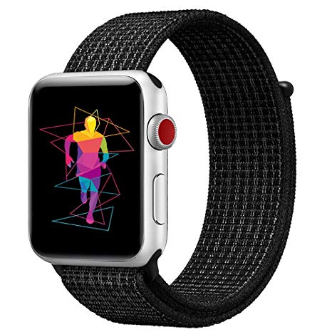 INTENY Sport Band for Apple Watch 38mm 42mm, Soft Lightweight Breathable Nylon Sport Loop Replacement Strap for iWatch Apple Watch Series 3, Series 2, Series 1, Hermes, Nike , Edition