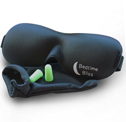 Bedtime Bliss® Contoured & Comfortable Sleep Mask & Moldex® Ear Plugs. Includes Carry Pouch for Eye Mask and Ear Plugs - For Travel, Shift Work & Meditation.