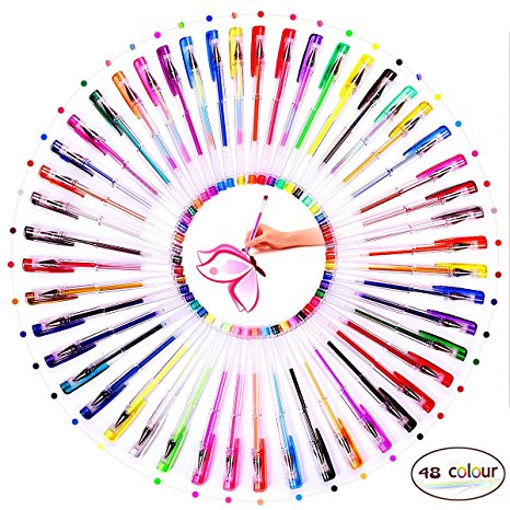 ihreesy 48 Gel Pen Set with Case Ideal for Children and Adults Scrapbooking Coloring Doodling Sketching and Art Markers