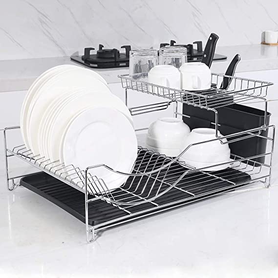 Tahlegy Stainless Steel 2 Tier Large Capacity Kitchen Dish Drying Rack, Morden Design