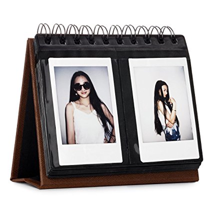 CAIUL 68 Pockets Desk Calendar Style Photo Album for Fujifilm Instax Mini 7s 8 8  9 25 26 50s 70 90 Films (Brown)