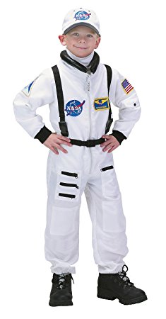 Aeromax Jr. Astronaut Suit with Embroidered Cap and NASA patches, WHITE, Size 4/6