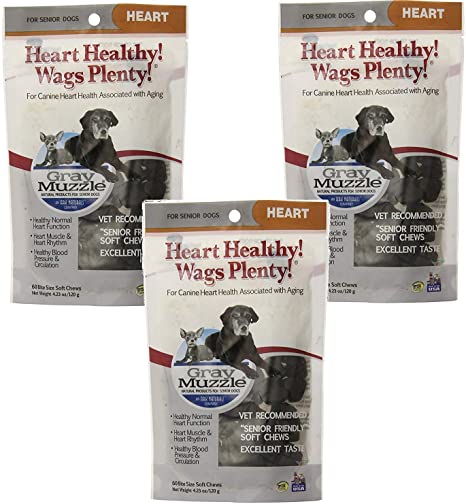 ARK NATURALS (3 Pack) Company Wags Plenty Heart Healthy Grey Muzzle, Senior Dogs, 60 Count Each