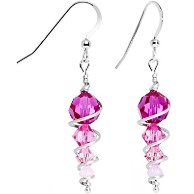 Body Candy Handcrafted 925 Silver Pink Icicle Drop Earrings Created with Swarovski Crystals