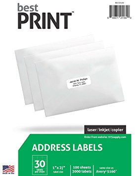 30 Up - Best Print Address Labels - 1" x 2-5/8", 3,000 Labels