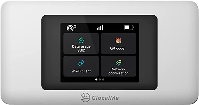 GlocalMe DuoTurbo 4G LTE Mobile Hotspot, Wireless Pocket WiFi Device for Home or Travel in 140  Countries, No SIM Card Needed, Smart Local Network Auto-Selection, with US 8GB & Global 1GB Data, White