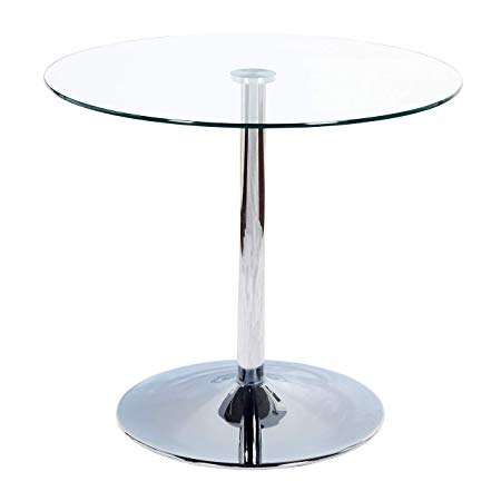 Target Marketing System Pisa Modern Retro Round Dining Table, 35.4" W, Clear