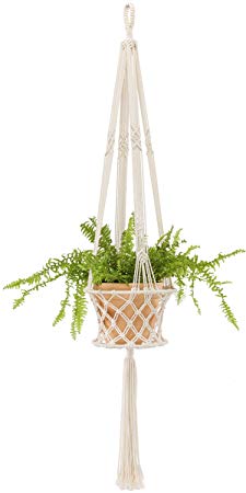 Mkono Macrame Hanging Planter Basket Plant Hanger Home Decor, up to 8 inch Flower Pot