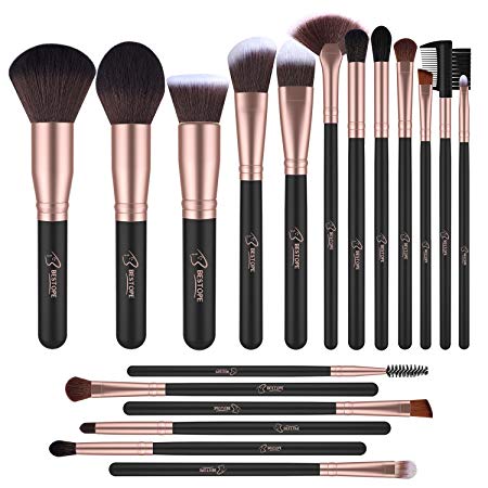 BESTOPE Makeup Brushes Professional Makeup Brush Set 18PCs Make Up Brushes Premium Synthetic Foundation Brush Blending Face Powder Blush Concealers Eye Cosmetics Make Up Brush Kits