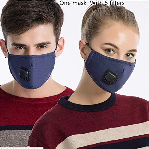 Joyfree One Mask   8 Filters N95 Mask Reusable Comfy-Cotton Vogmask Face Mask Mouth Cover Mask Washable for Men and Women 6 Colors