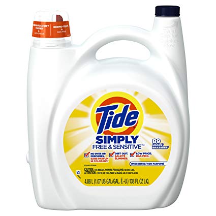 Tide Simply Free And Sensitive Liquid Laundry Detergent, 4.08 L