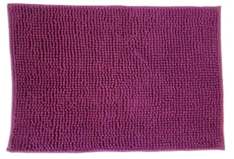 PurpleClay Bath Mat 100% Chenille Non Slip Machine Washable Soft Absorbent Microfiber Bathroom Rug (16" x 24" Violet)