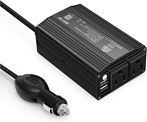 BESTEK 300W Power Inverter DC 12V to 110V AC Car Inverter with 4.2A Dual USB Charging Ports Car Adapter(Black)