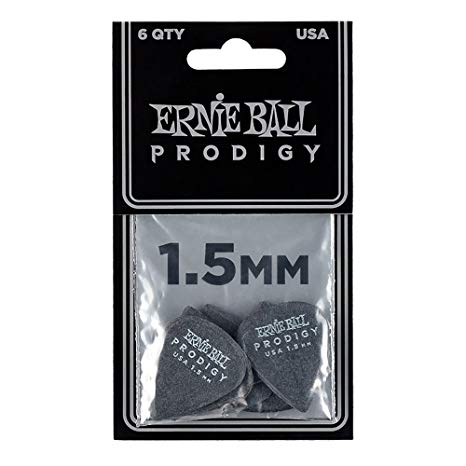 Ernie Ball Prodigy Guitar Picks, Black, 1.5 mm