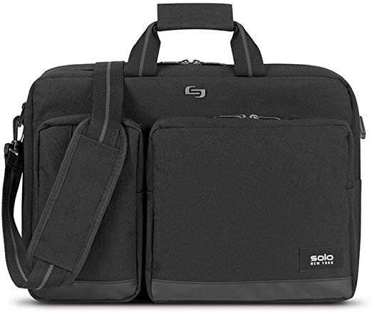Solo Duane Convertible Briefcase. Fits up to a 15.6-Inch Laptop. Converts to Backpack, Briefcase or Messenger Bag. Laptop Bag for Men or Women - Black
