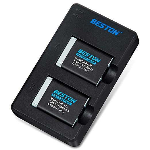 BESTON NB-13L NB 13L Camera Battery Pack and USB Dual Charger for Canon PowerShot G1 X Mark III G5 X G7 X G7 X Mark II G9 X G9 X Mark II SX620 HS SX720 HS SX730 HS SX740 HS Camera Battery