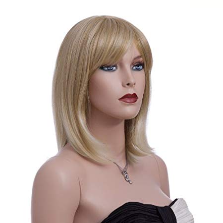 Songmics Women's Straight Short Blond Wig for Carnival Fancy Party Cosplay Costume Halloween Fashion Hair WFY136