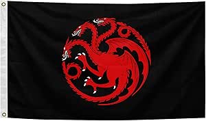 House Targaryen Flag tapestrys 3x5 Feet Banner Funny Man Cave Wall Decor with 2 Brass Grommets for College Dorm Room Decor,Outdoor,Parties gifts, travel, events, festivals.., Red