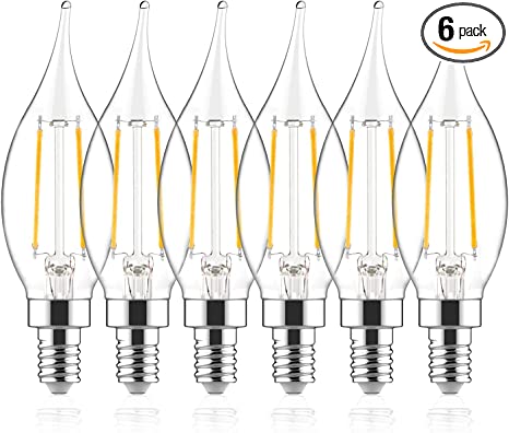 Sengled Candelabra Led Light Bulbs Dimmable, E12 Led Bulb 60 Watt Equivalent, CA10 Flame Tip Chandelier Light Bulbs, 5000K Daylight Candle Light Bulbs for Chandeliers, Ceiling Fan, Pendant, 6 Pack