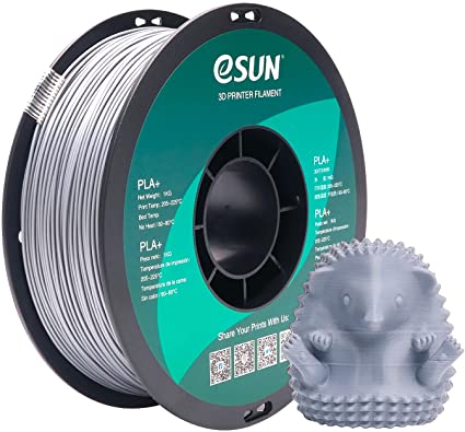 eSUN PLA Plus Filament 1.75mm, PLA Pro PLA  3D Printer Filament, Dimensional Accuracy  /- 0.03mm, 2.2 LBS (1KG) Spool 3D Printing Consumables for Most FDM 3D Printers, Silver