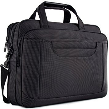 Laptop Briefcase, Waterproof Organizer Messenger Bag, Stylish Nylon Multi-functional Shoulder Bag Include Shoulder Strap for Men Women Fit for 15.6 Inch Notebook/Computer/Tablet/Macbook/Acer - Black