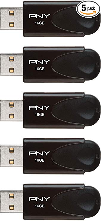 PNY 16GB Attaché 4 USB 2.0 Flash Drive - 5-Pack - Black (P-FD16GX5ATT4-EF)