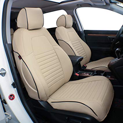 EKR Custom Fit Full Set Car Seat Covers for Select Honda CRV 2017 2018 2019 2020- Leatherette (Beige)