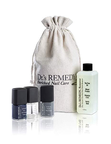 Dr.'s REMEDY Enriched Nail Polish, SMART START Blue Kit With Free Remedy Remover and Signature Jute Bag, 5.7 Fluid Ounce