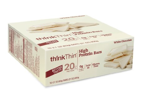 thinkThin High Protein Bars, White Chocolate, 2.1 Ounce, (10 Count)