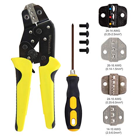 Whizzotech Wire Crimper Tool Insulated Wire Terminals Connector Ratcheting Type Crimper Adjustable (Wire Crimper Tool Set)