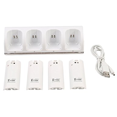 Besdata Ultra High Capacity 4-pack Rechargeable AA Batteries & Charger for Nintendo Wii Remote Controller - Perfect for Replacement - W0013 [Nintendo Wii]