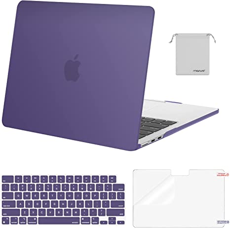 MOSISO Compatible with MacBook Air 13.6 inch Case 2022 2023 Release A2681 M2 Chip with Liquid Retina Display Touch ID, Plastic Hard Shell&Keyboard Cover&Screen Protector&Storage Bag, Imperial Purple