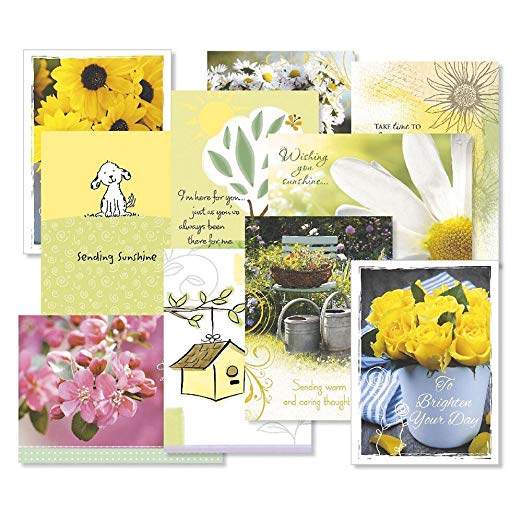 Get Well Greeting Cards Value Pack- Set of 20 (10 designs) Large 5 x 7, Sentiments Inside, Get Well Soon Cards, Get Well Wishes, Envelopes Included