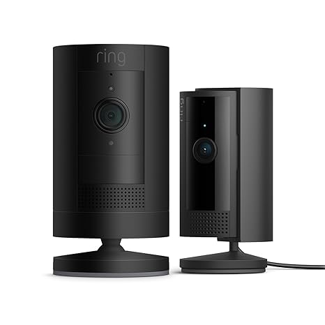 Ring Außenkamera Akku (Stick Up Cam)   Ring Innenkamera (Indoor Camera 2. Gen.) | Überwachungskamera mit 1080p-HD-Video, WLAN, witterungsbeständig, geeignet für Haus & Grundstück, Alexa-kompatible