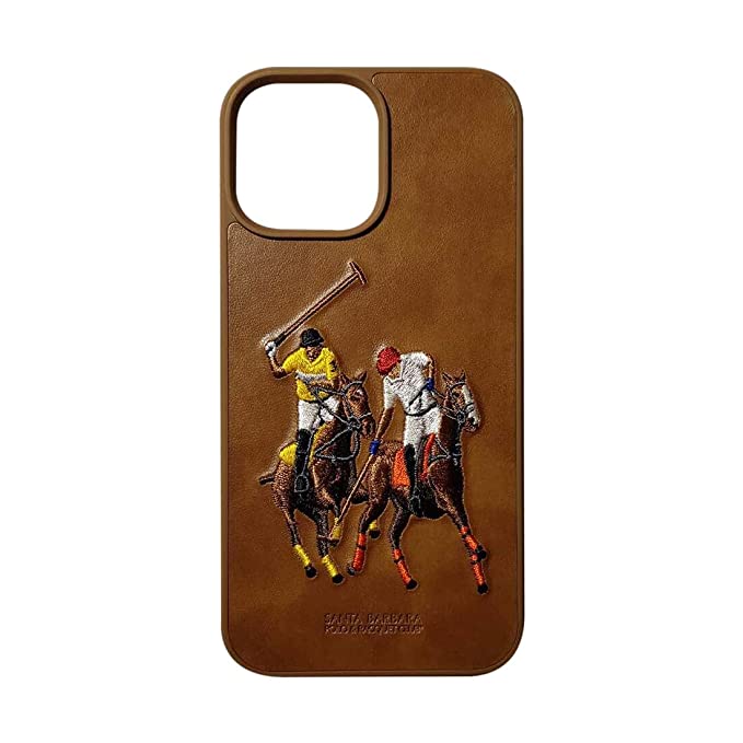 Santa Barbara Brown Polo Jockey Series Leather Back Case Compatible with iPhone 13